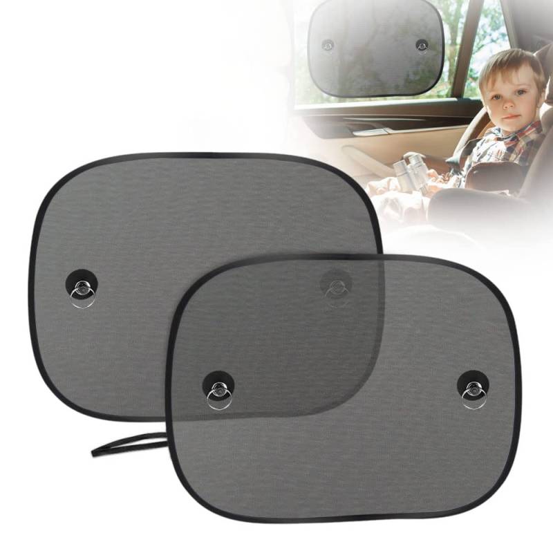 KOROSTRO Sonnenblende Auto Baby, Auto Sonnenblende Kinder Seitenscheibe Universelle Auto UV Schutz mit Saugnäpfen für Baby, Kinder, Haustiere (2er Set), Schwarz, 44 x 36cm von MuTuMuTu