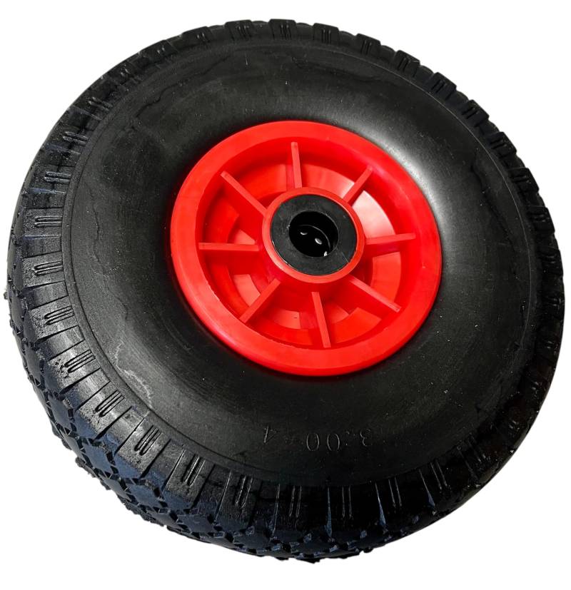 KOVA® 1x Sackkarrenrad Pannensicher PU Vollgummi Ø 260 mm für 2cm Ø Achse 3.00-4 Sackkarren Bollerwagen Rad Ersatzrad Reifen Räder für Sackkarre Vollgummireifen Bollerwagenrad Sackkarrenräder, S/R, W von KOVA