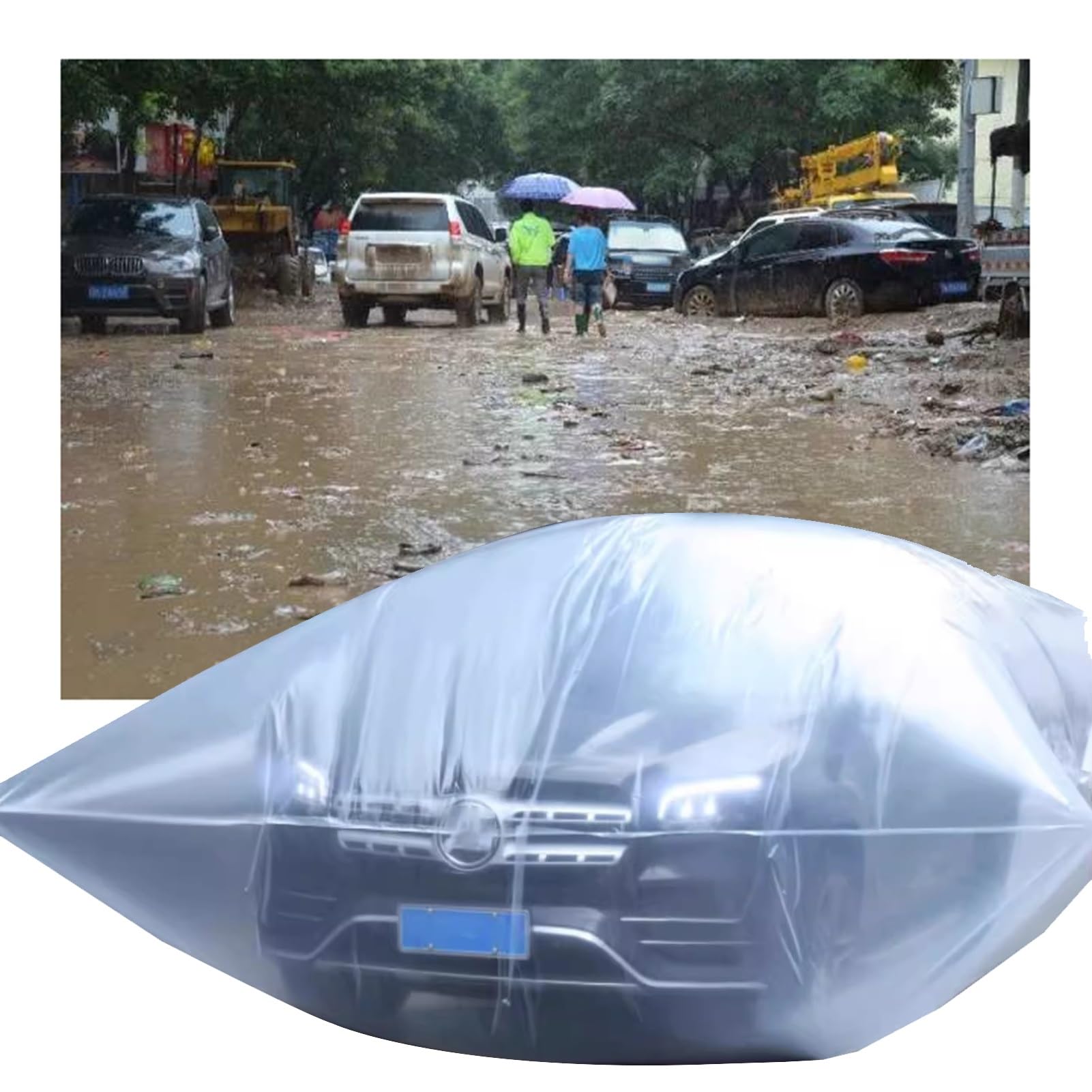 Komplette Autoabdeckungen Autoabdeckung Aus Kunststoff, Wasserdicht, Für Garage Und Keller, Allwetter-Autoabdeckung, Wiederverwendbar, Universelle Passform, Hochwasserschutzsack Aus Kunststoff Komplette Autoabdeckungen Autoabdeckung Aus Kunststoff, Wasserdicht, Für Garage Und Keller, Allwetter-Autoabdeckung, Wiederverwendbar, Universelle Passform, Hochwasserschutzsack Aus Kunststoff von KPHYMOD