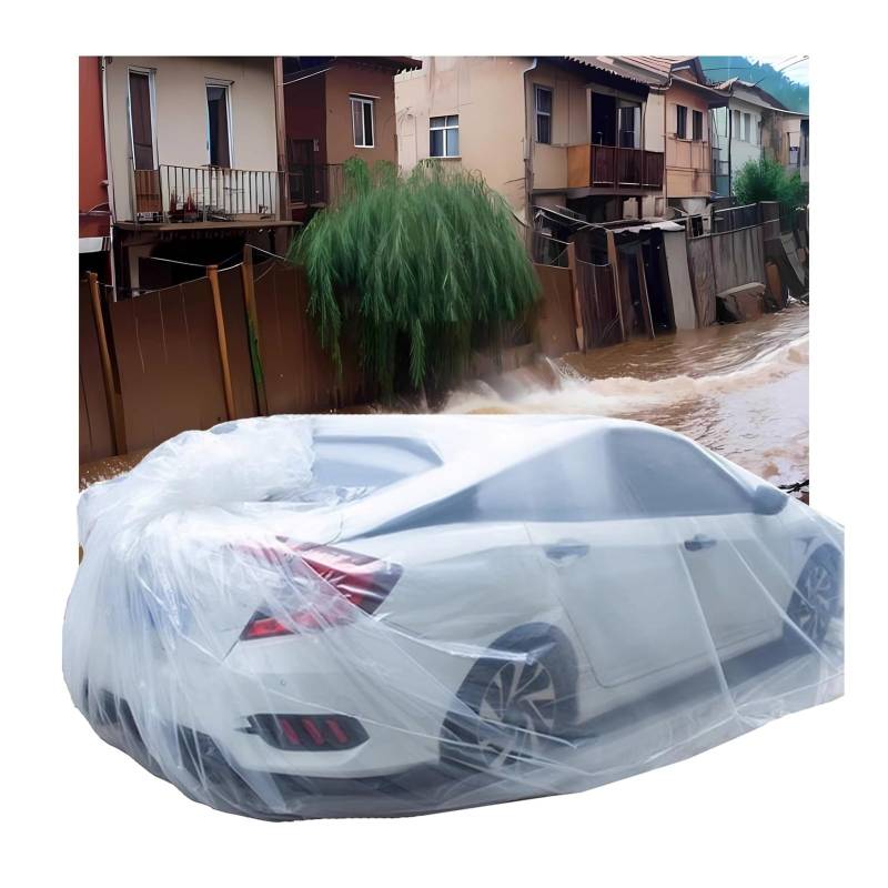 Komplette Autoabdeckungen Autoabdeckung Aus Kunststoff, Wasserdicht, Für Jedes Wetter, 3,0 X 6,9 M, Vollständig Geschlossene, Versiegelte Hochwasserabdeckung Für Autos, Limousinen, Luken, SUVs, Regen- von KPHYMOD