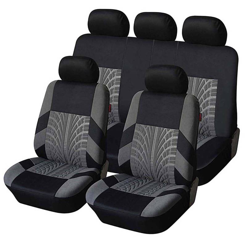 KPIRXO Autositzschoner für Toyota RAV4 Hybrid 2016-2021, Universal Autositzbezüge Komplettset – Wasserdicht rutschfest Abriebfest Stoff Sitzbezug Schonbezüge,B/Grey von KPIRXO