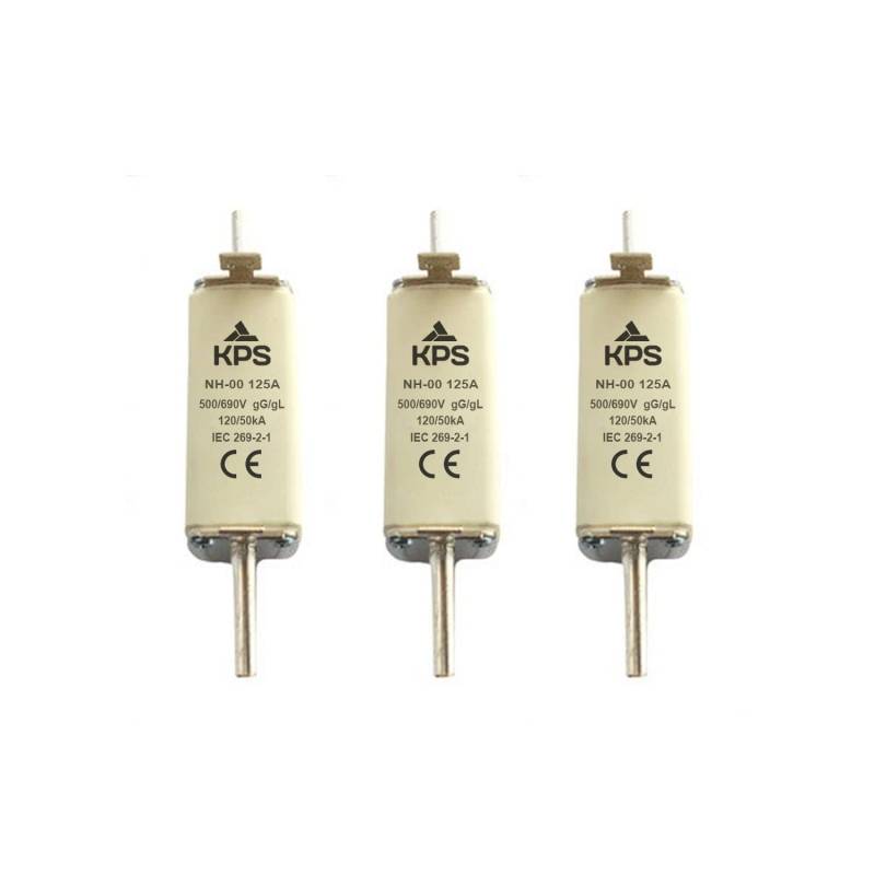 KPS Sicherung NH-00 500V gG-gL, 3 Stück NH00 (125 A) von KPS