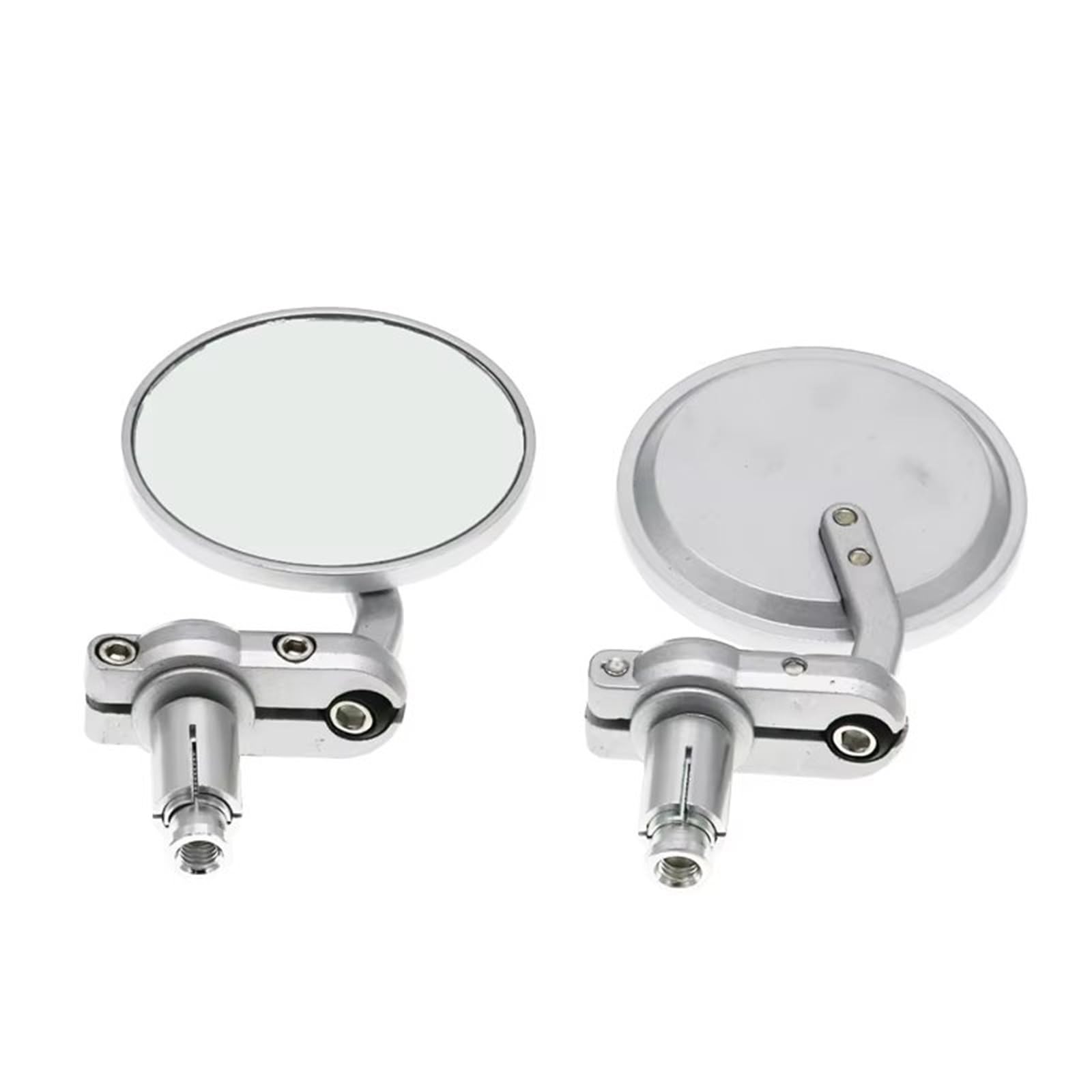 Motorrad Rückspiegel 1 Paar 22mm Lenkerenden Rückspiegel Außenspiegel Universal Motorrad Spiegel Motor Zubehör Aluminium Schwarz Motorcycle Mirror(Silver) von KPVEVPSTQ