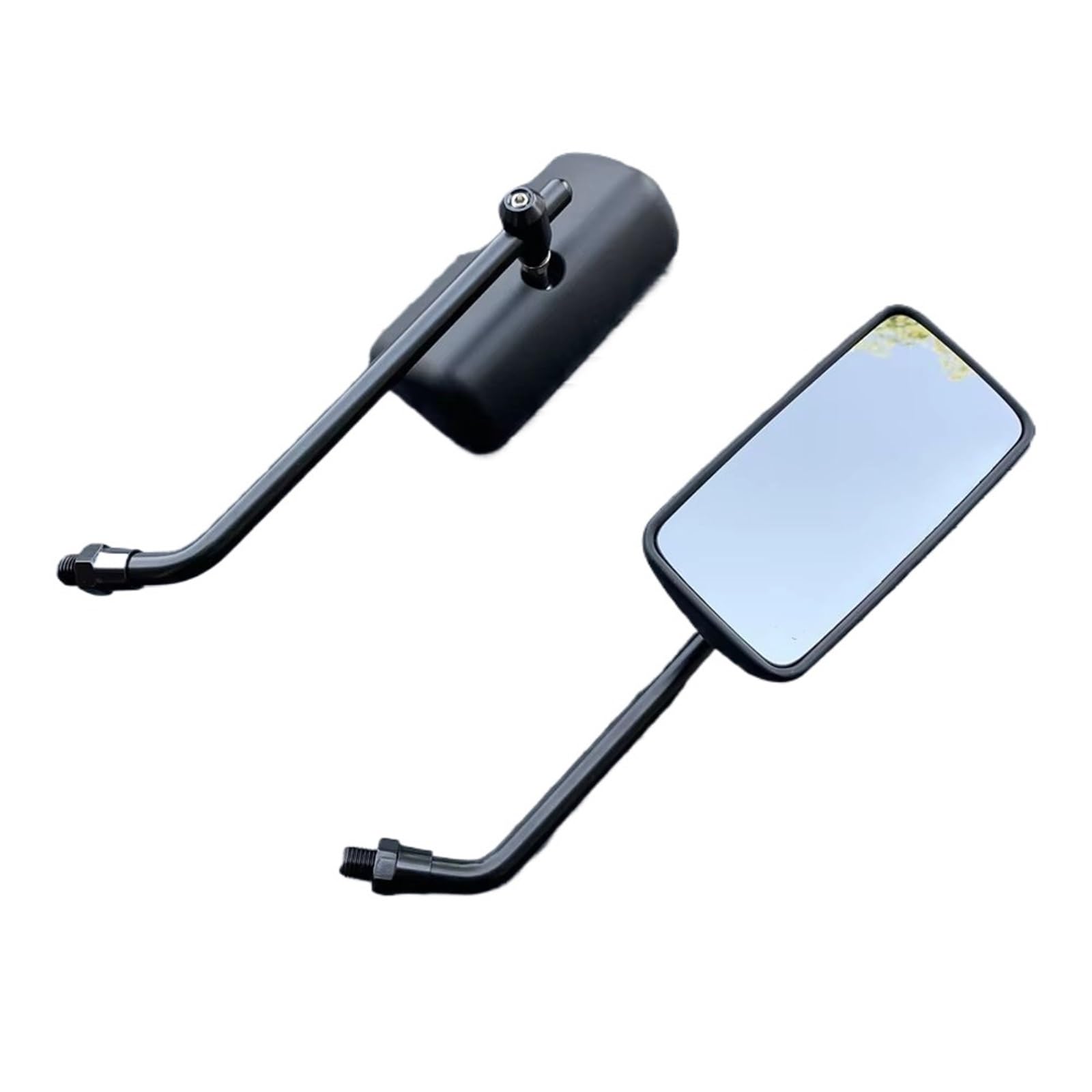 Motorrad Rückspiegel 10mm Universal Motorrad Retro Rechteck Metall Motorrad Rearview Außenspiegel Chrom Zubehör Motorcycle Mirror(Black) von KPVEVPSTQ