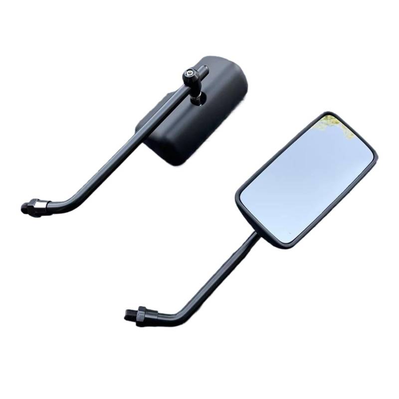 Motorrad Rückspiegel 10mm Universal Motorrad Retro Rechteck Metall Motorrad Rearview Außenspiegel Chrom Zubehör Motorcycle Mirror(Black) von KPVEVPSTQ