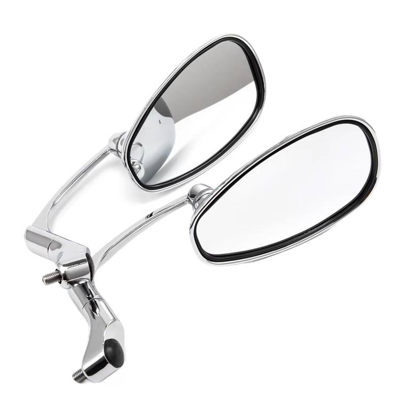Motorrad Rückspiegel Für GN125 8mm 10mm Motorrad L-Bar Runde Rearview Außenspiegel Schwarz Chrom Motorcycle Mirror(Silver) von KPVEVPSTQ