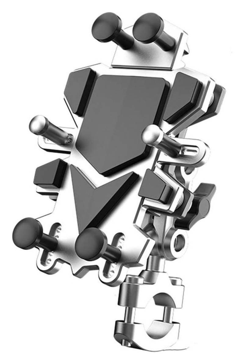 Halterung Navigation 4,7-7,2-Zoll-Handys Verstellbarer Motorrad-Handyhalter Stoßfeste Handy-Unterstützung Ständer Handy-Halter(Silber) von KPVPERPZDF