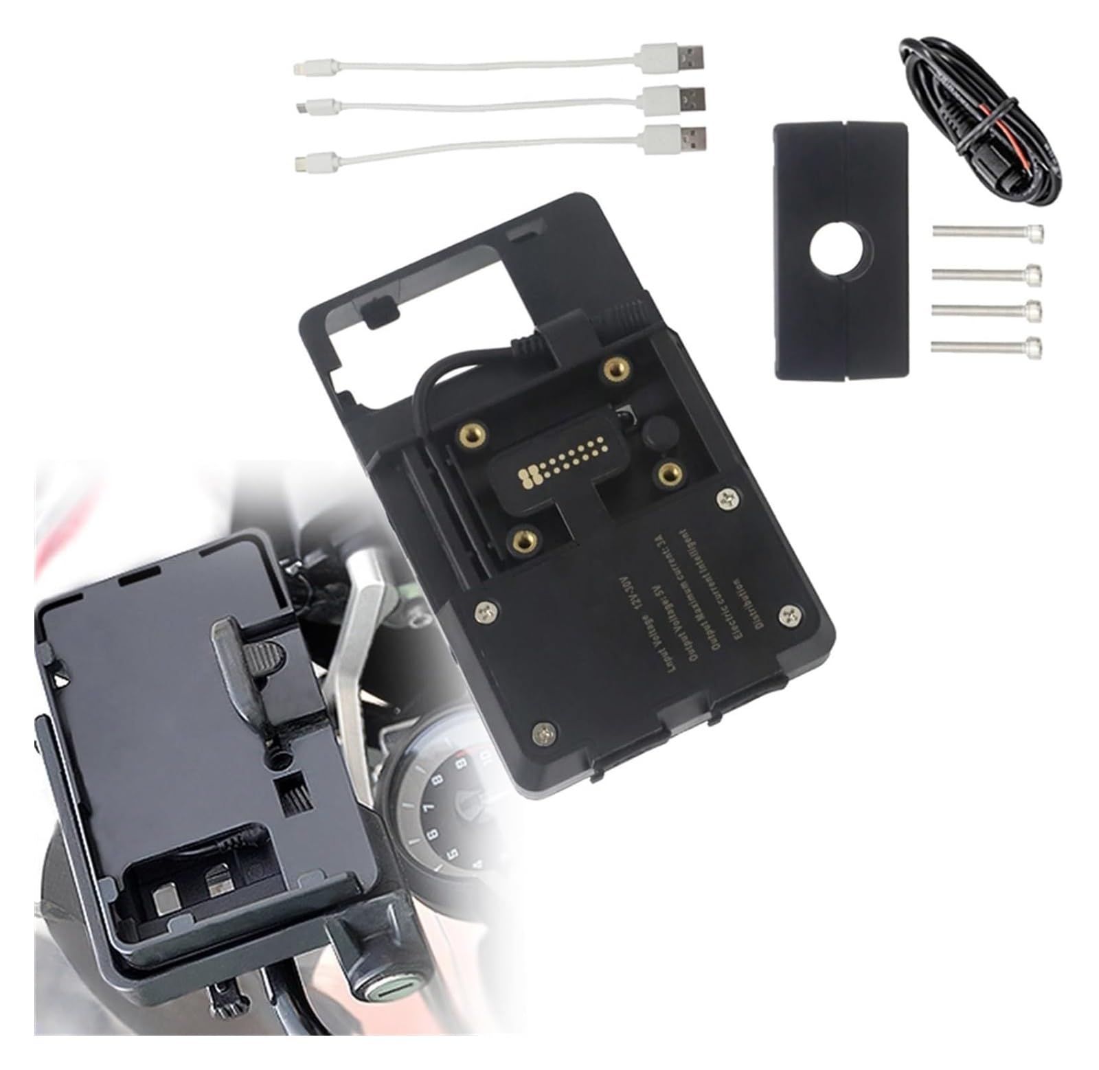 Halterung Navigation Für B&MW R1200GS Für Adventure LC F700GS F800GS CRF1000L R1250GS ADV Telefonnavigationshalterung USB-Ladeanschluss 12MM Überrollbügel(USB 12mm Clip) von KPVPERPZDF