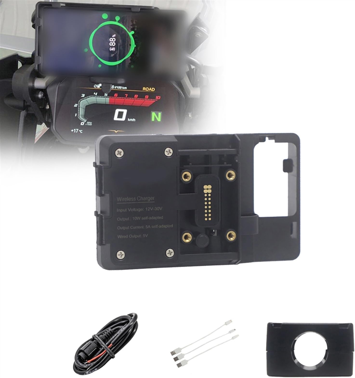 Halterung Navigation Für B&MW R1200GS LC ADV S1000XR R1200RS R1250GS ADV Motorrad Drahtloses Ladegerät Handyhalter Ständer USB-Navigationshalterung(Wireless 22mm Clip) von KPVPERPZDF