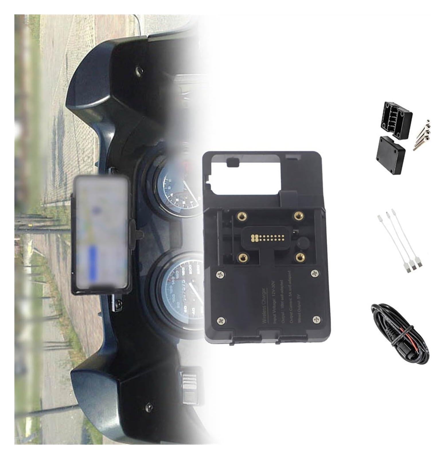 Halterung Navigation Für B&MW R850RT R1150RT R 850 1150 RT Windschutzscheibe GPS-Telefon USB Wireless Charging Halter Navigationshalterung Ständer(Wireless Charging) von KPVPERPZDF