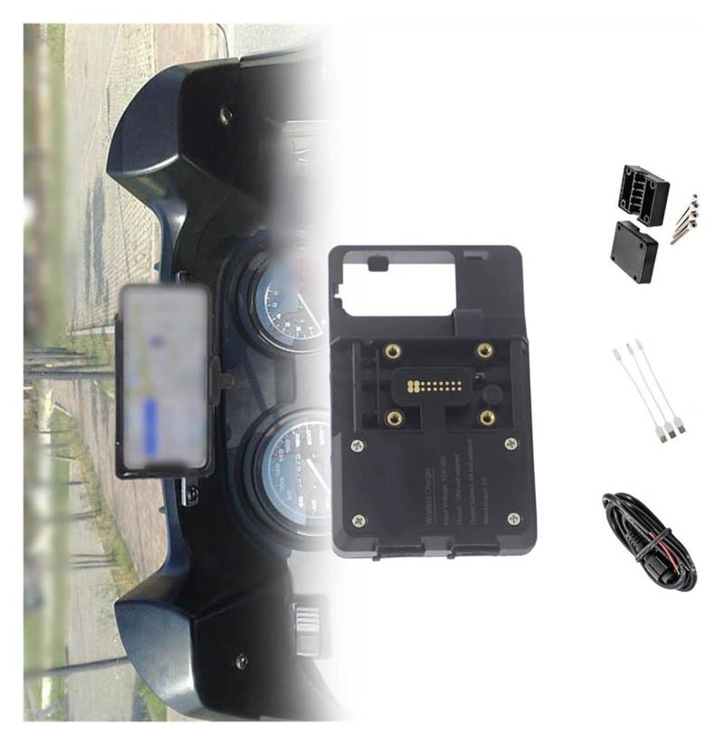 Halterung Navigation Für B&MW R850RT R1150RT R 850 1150 RT Windschutzscheibe GPS-Telefon USB Wireless Charging Halter Navigationshalterung Ständer(Wireless Charging) von KPVPERPZDF