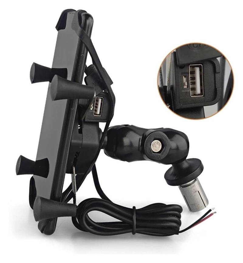 Halterung Navigation Für CBR 600RR 2003-2017 Für VFR 1200F Für DCT 2010-2017 Telefon Halter Gabel Vorbau Halterung Motorrad GPS Navigation Halterung USB Ladegerät(with USB Charger) von KPVPERPZDF