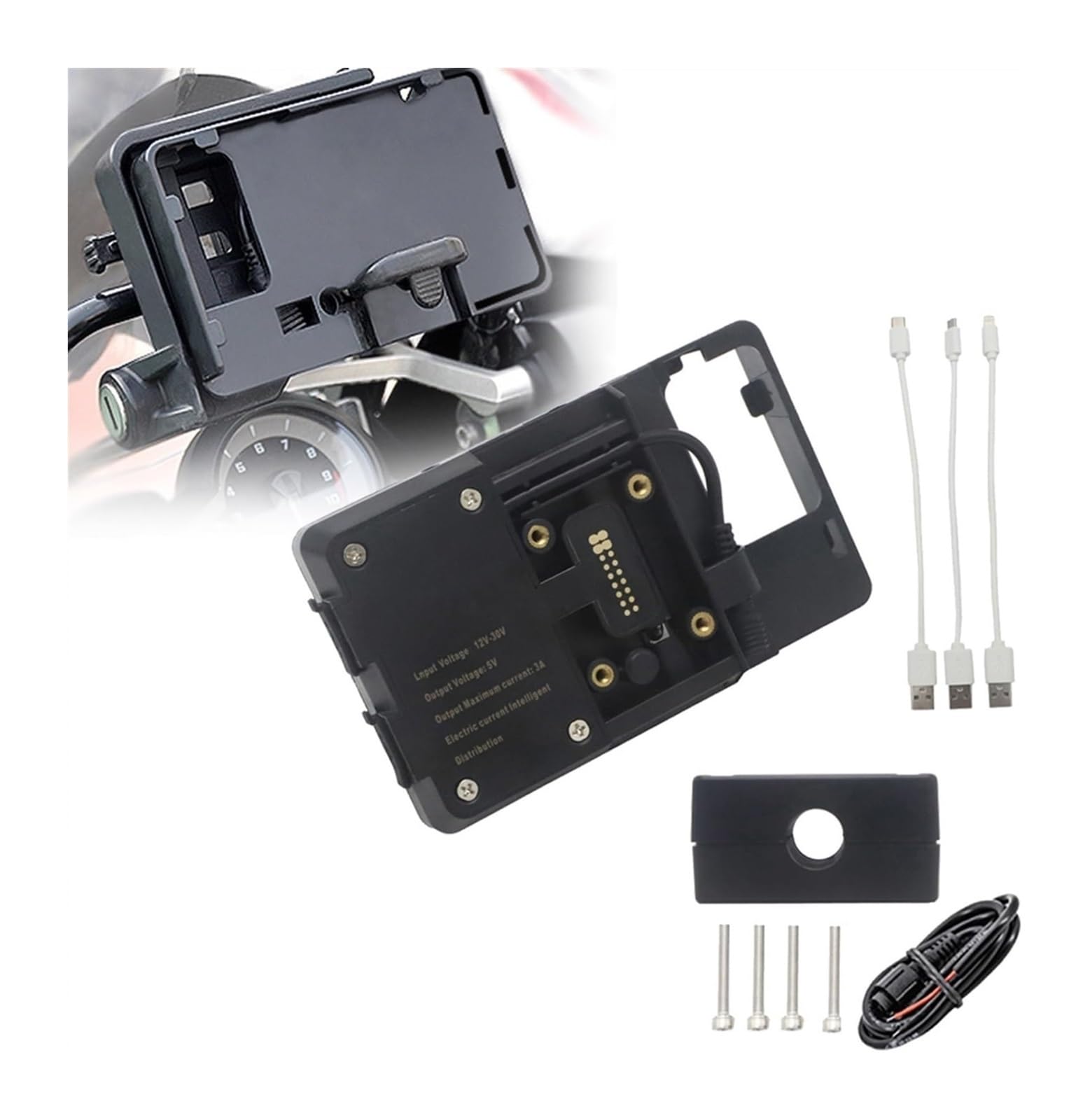 Halterung Navigation Für CRF1000L Für Africa Twin CRF1000L 2016 Navigationshalterung Motorrad USB-Ladegerät Handyhalter Ständerhalterung(USB 12mm Clip) von KPVPERPZDF