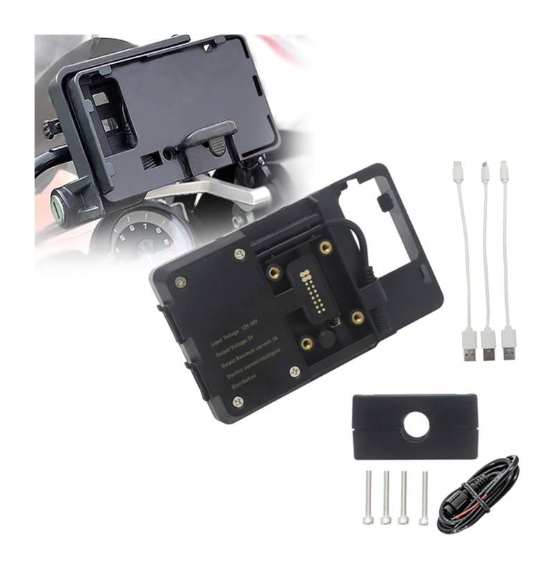 Halterung Navigation Für CRF1000L Für Africa Twin CRF1000L 2016 Navigationshalterung Motorrad USB-Ladegerät Handyhalter Ständerhalterung(USB 12mm Clip) von KPVPERPZDF