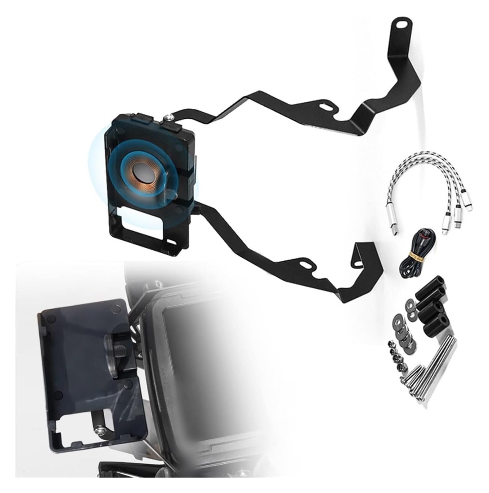 Halterung Navigation Für H&Arley Für Pan America 1250 S PA1250 PA 1250S 2021 2022 - GPS-Navigationshalterung Zubehör Drahtloses Ladegerät USB-Mobiltelefonhalter(Wireless Chargin Kit) von KPVPERPZDF