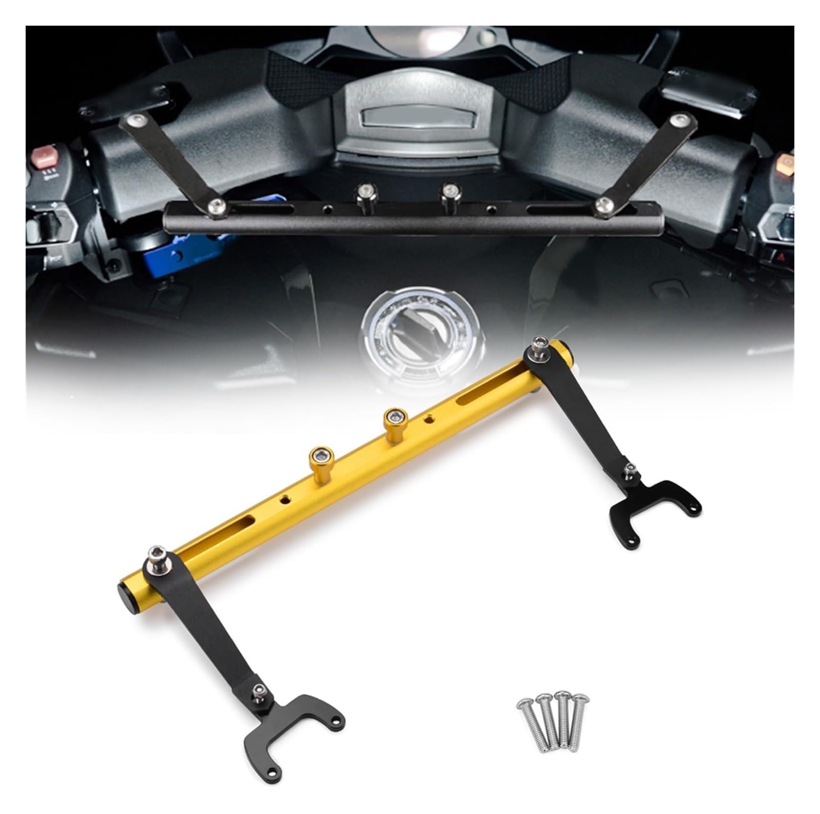 Halterung Navigation Für Suz&uki Für Burgman 400 1998-2022 Motorrad Mutifunktionale Cross Bar Balance Bar GPS Navigation Lenker Halterung Verlängerung(Gold) von KPVPERPZDF