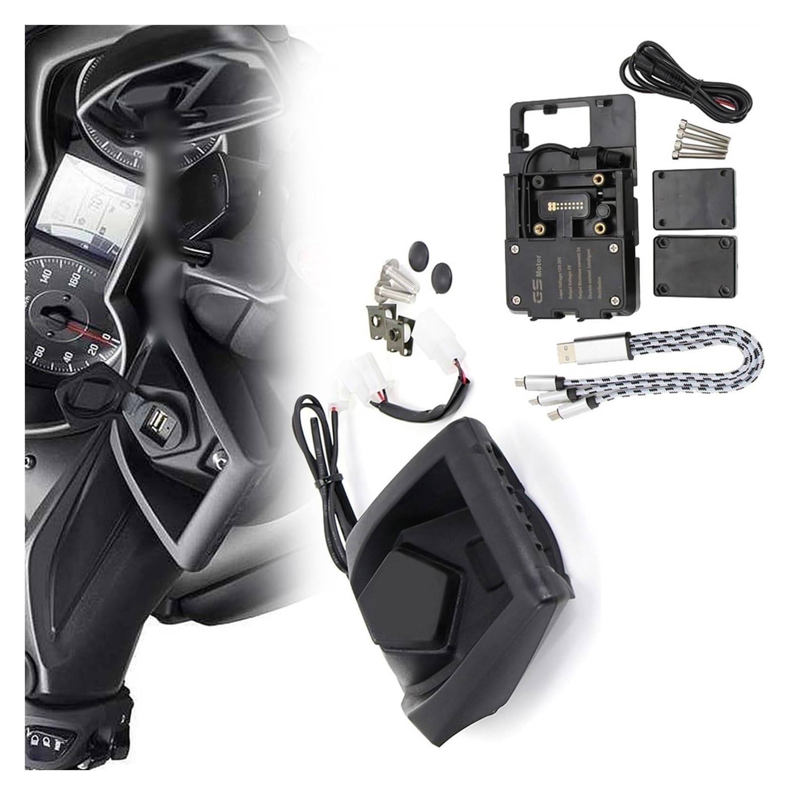 Halterung Navigation Für Y&amaha NMAX 125 N-MAX 125 2021- Zubehör GPS-Halterung Halterung Motorradtelefon Navigationshalterung USB-Aufladung(22mm Set) von KPVPERPZDF