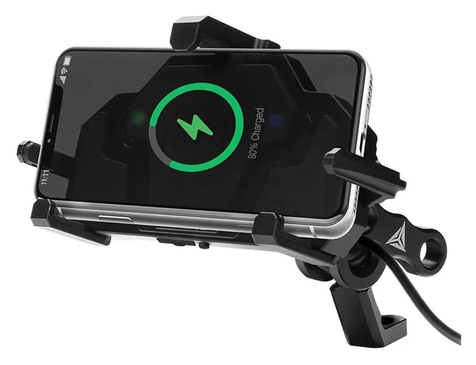 Halterung Navigation Motorrad Stoßfest Navigation Drahtlose Lade Telefon Halter Cradle 3,0 Schnell Ladegerät GPS Moto Unterstützung Handy Lenker(B-Charging Mirror) von KPVPERPZDF