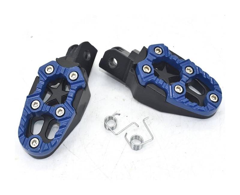 Motorrad Fußrasten Motorrad-Fußstütze Offroad-Motorrad Motocross Fußrasten Pedale Modifikation Aus Aluminiumlegierung Cooler Stil Pedalstützen Pedal Fuss Pflöcke(Blau) von KPVPERPZDF