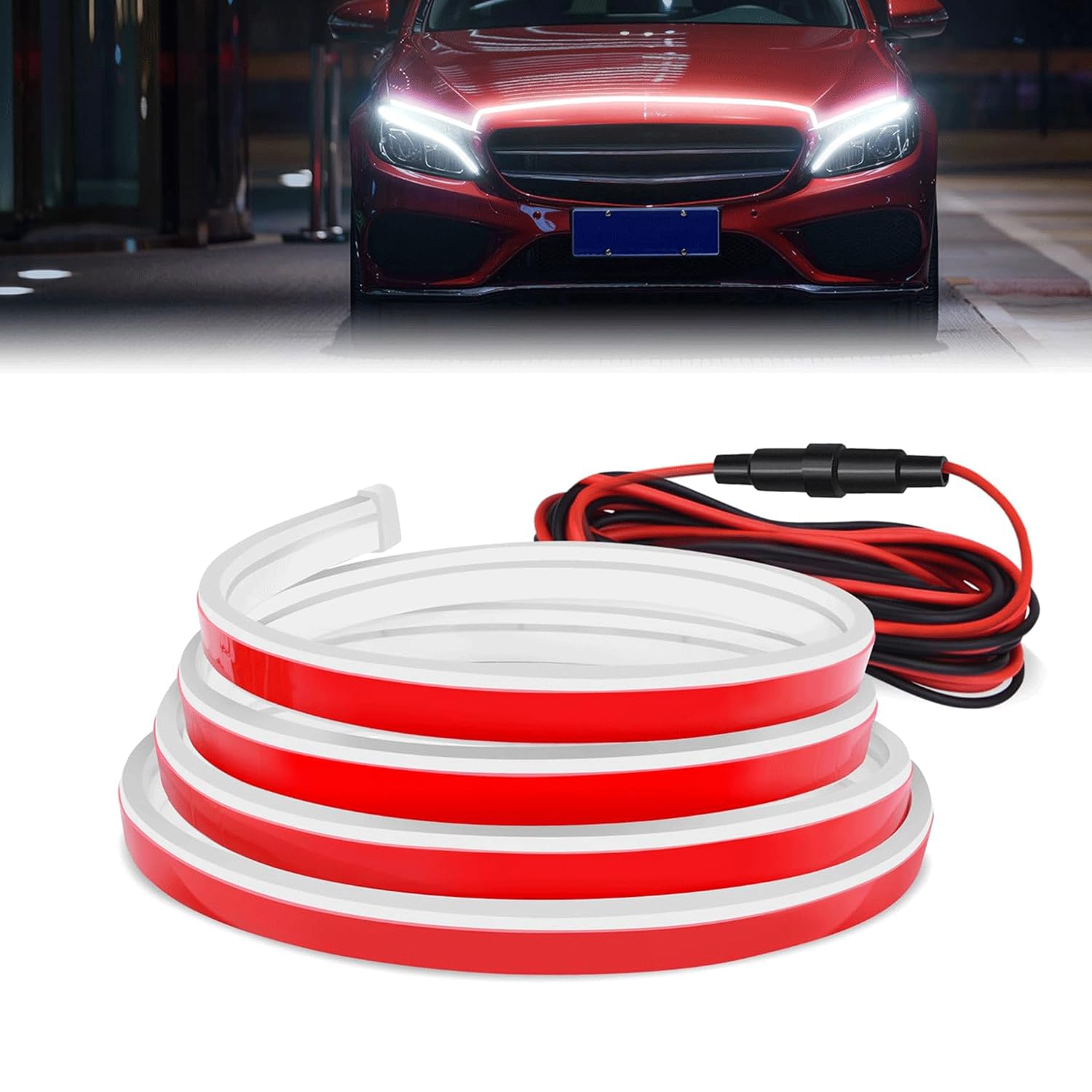 Auto Motorhaube Lichtstreifen, 180CM Universal Wasserdicht Car Hood Led Strip Lights, Dynamic Scan Start Up Hoodbeam Kit, Car Hood Light Strip, Universal Auto Tagfahrlicht für Autos, SUVs, LKWs Auto Motorhaube Lichtstreifen, 180CM Universal Wasserdicht Car Hood Led Strip Lights, Dynamic Scan Start Up Hoodbeam Kit, Car Hood Light Strip, Universal Auto Tagfahrlicht für Autos, SUVs, LKWs von KQLHLHDYZ
