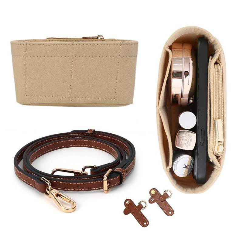 KQWVZ Schultergurt und Organizer für Longchamp Mini Tasche Damen, Mini Bag Straps, Filz Mini Bag Organizer mit Mehreren Taschen, Schulterriemen und Innentasche Handtaschen für LongChamp Tasche Mini von KQWVZ