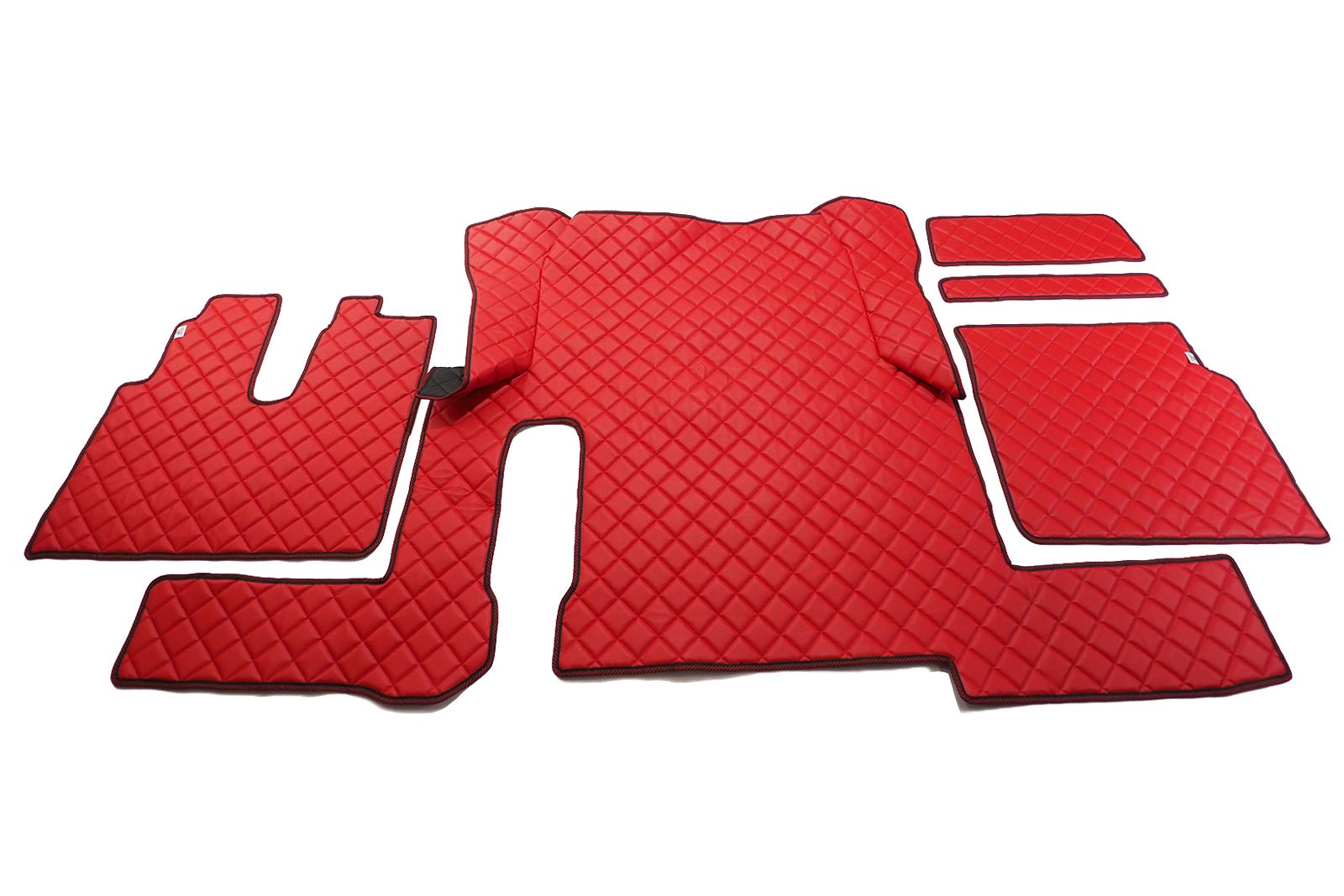 KRAM-TRUCK Gesteppte Autofußmatten Kompatibel mit MAN TGX 2018-2020 mit 1 Schublade und Automatik, Rot, Lederimitat auf Schaumstoff 10 mm, Hygienezertifikat, Cockpitset von KRAM-TRUCK