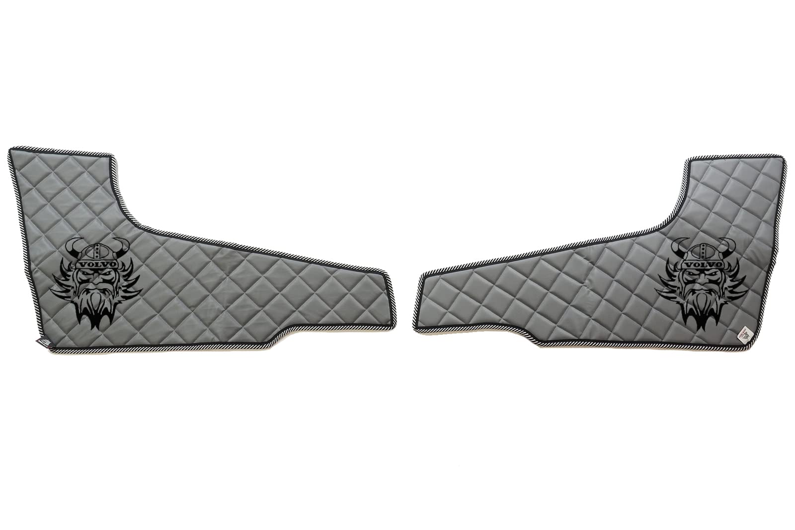 KRAM-TRUCK Gesteppte Seitenwände für Türen 2 Stück, Kompatibel mit Volvo FH4 2013, Grau, Klettbefestigung, Schwammleder 1 cm, Hygienezertifikat, Logo-Stickerei von KRAM-TRUCK