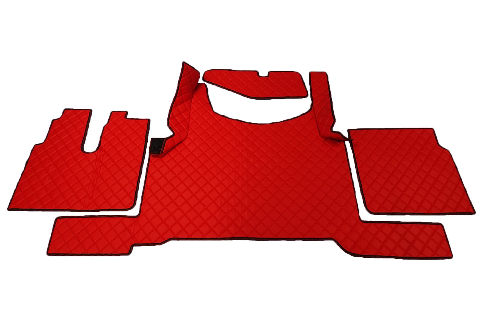 KRAM-TRUCK Auto Fußmatten Kompatibel mit Man TGX ab 2021 Automatik, Rot, Schwamm Kunstleder 1 cm, Hygienezertifikat, Komfortbezüge von KRAM-TRUCK