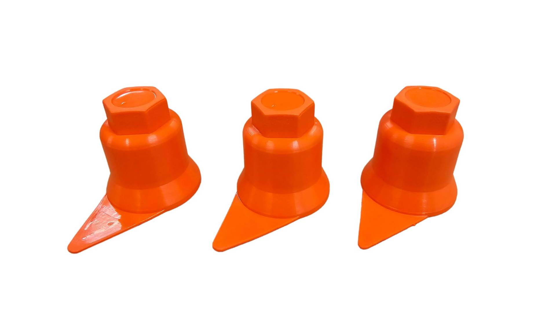 KRAM-Tuck - 100x Radschrauben - Radmuttern - Radschraubenkappen - Radmutternkappen - Kunstsoff Kappen Abdeckungen - Indikator für lose Schrauben (Orange, 32MM) von KRAM-TRUCK