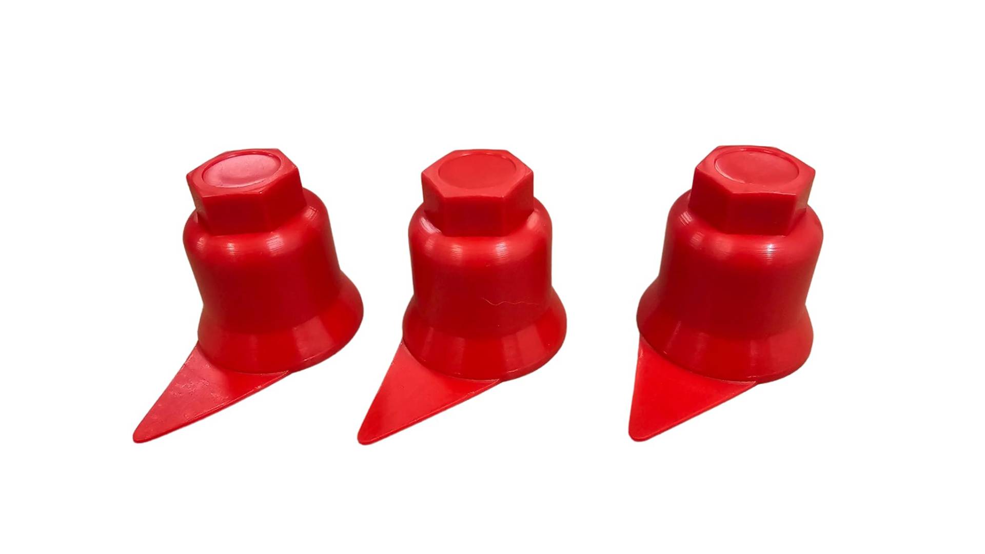 KRAM-Tuck - 100x Radschrauben - Radmuttern - Radschraubenkappen - Radmutternkappen - Kunstsoff Kappen Abdeckungen - Indikator für lose Schrauben (Rot, 32MM) von KRAM-TRUCK