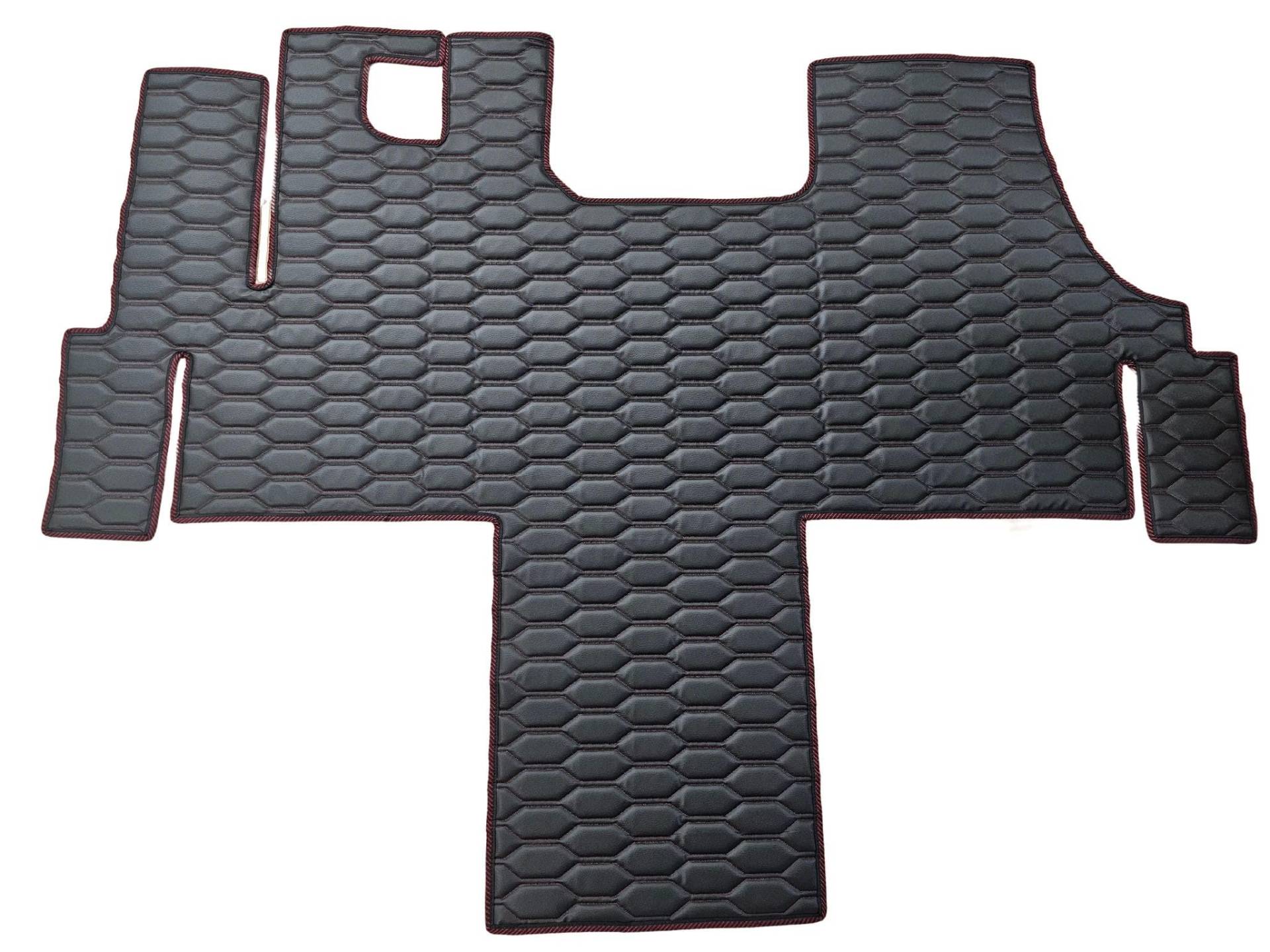 KRAMTRUCK - Bus Fußmatten kompatibel mit Jumper/Boxer/Ducato - gummimatten Auto - Auto teppiche - Passt sowohl zu Versionen mit Zwei als auch mit einem Beifahrersitz (Schwarz - roter Faden) von KRAM-TRUCK