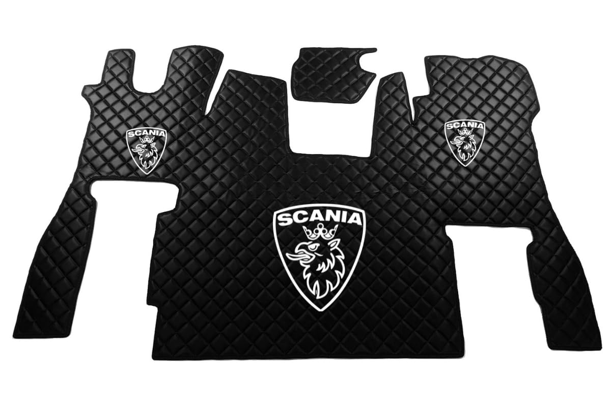 KRAMTRUCK - Fußmatten kompatibel mit Scania S ab 2017 - gummimatten Auto - Passend zu Scania Automatten - Auto teppiche - Fester Beifahrersitz (Schwarz) von KRAM-TRUCK