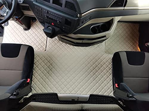 KRAM-TRUCK Auto Fußmatten Kompatibel mit Man TGX ab 2021 Automatik, Hellbeige, Schwamm Kunstleder 1 cm, Hygienezertifikat, Komfortbezüge von KRAM-TRUCK