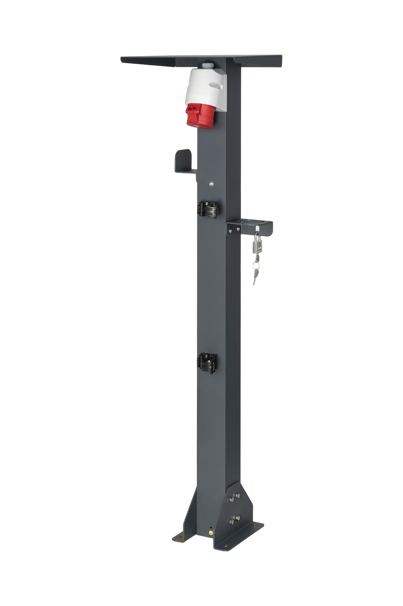 KREAINVENT hochwertiger universeller Standfuß aus Aluminum für Mobile Ladestation mit Dach, Kabelhalterung und Steckdose für E-Fahrzeuge (CEE 3F, 16A, 11 kW) von KREAINVENT