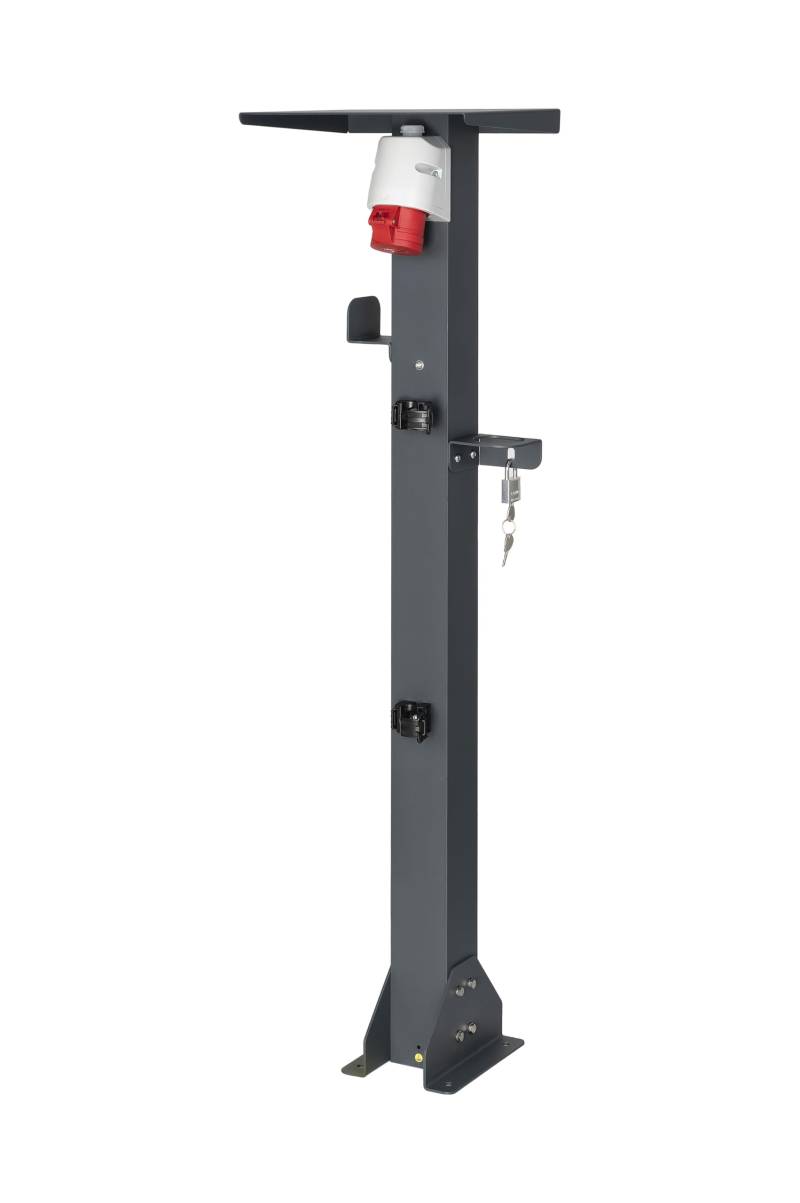 KREAINVENT hochwertiger universeller Standfuß aus Aluminum für Mobile Ladestation mit Dach, Kabelhalterung und Steckdose für E-Fahrzeuge (CEE 3F, 16A, 11 kW) von KREAINVENT