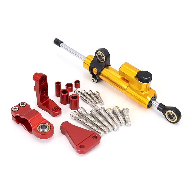 KRFDSV Lenkungsdämpfe Stabilizer Kompatibel Mit Aprilia Für RS660 2021 2022 2023 Motorrad CNC Stoßdämpfer Lenkungsstabilisator Linear Invertiert Montage BRAC Zubehör(E) von KRFDSV