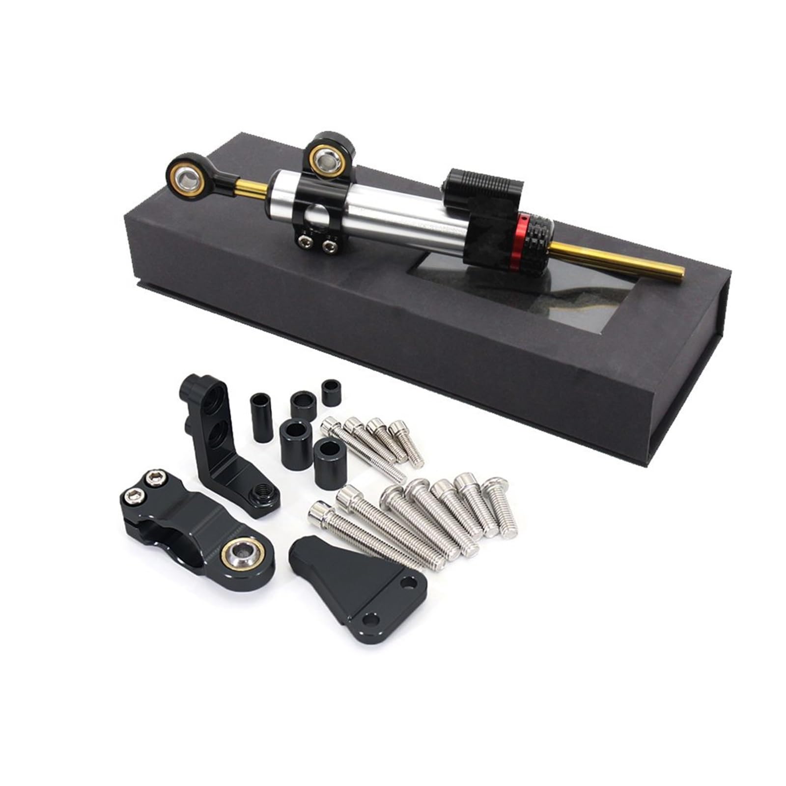 KRFDSV Lenkungsdämpfe Stabilizer Kompatibel Mit Aprilia Für RS660 2021 2022 2023 Motorrad-Lenkstabilisator-Puffer Motorrad-Lenkstabilitätsdämpfer-Halterungssatz(Black,E) von KRFDSV