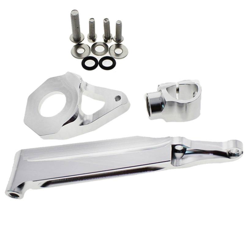 KRFDSV Lenkungsdämpfe Stabilizer Kompatibel Mit CBR600RR 2005-2006 Motorrad Aluminium Lenkung Stabilisieren Dämpfer Halterung Unterstützung Montage Kit Moto Lenkung Dämpfer Schock(Silver,B) von KRFDSV