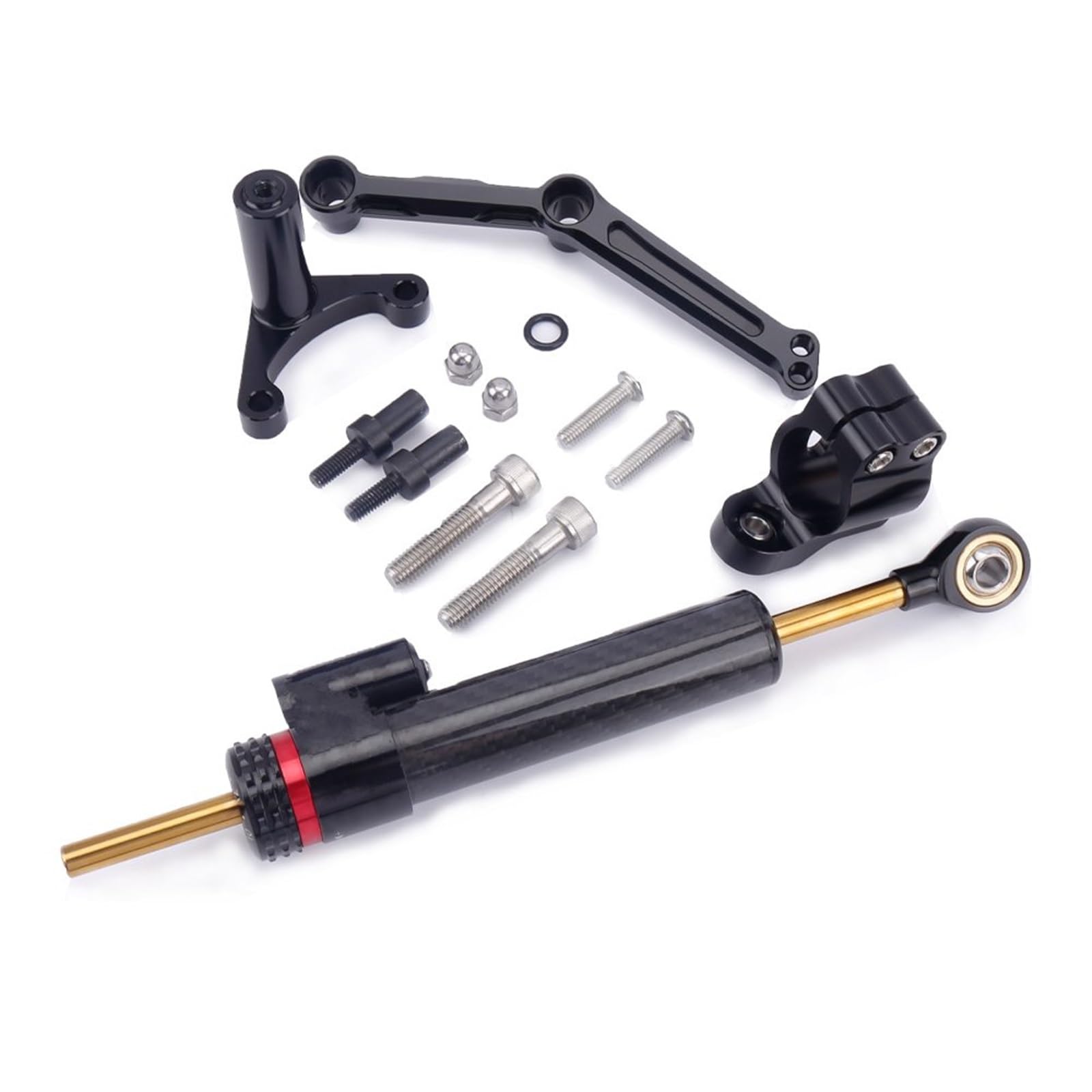 KRFDSV Lenkungsdämpfe Stabilizer Kompatibel Mit Ducati Für Monster 797 2017-2020 CNC Fiber Carbon Lenkungsdämpfer Stabilisator Halterung Montage Kit Motorrad Zubehör(B) von KRFDSV