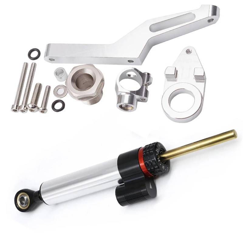 KRFDSV Lenkungsdämpfe Stabilizer Kompatibel Mit Für Ninja 600 Für ZX636 2009-2021 Motorrad-Lenkungsdämpfer Moto-Dämpfer Stoßdämpfer Motorrad-Absorber-Stabilisator(Silver,B) von KRFDSV