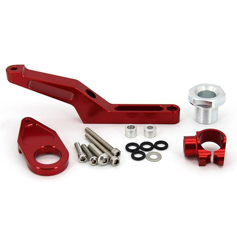 KRFDSV Lenkungsdämpfe Stabilizer Kompatibel Mit Für ZX6R 2009-2019 Motorrad-Lenkungsstabilisierungsdämpferhalterung Motorrad-Absorber-Stabilisator-Zubehör(Red,A) von KRFDSV