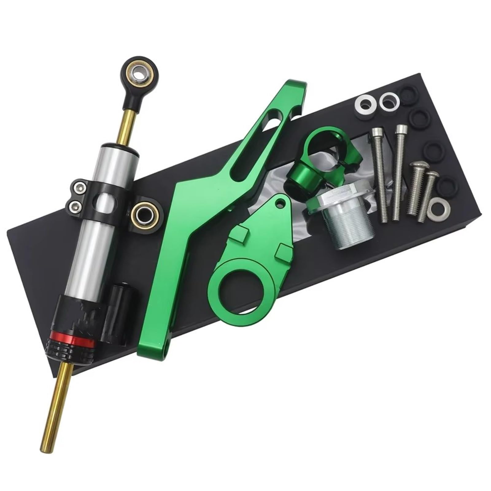 KRFDSV Lenkungsdämpfe Stabilizer Kompatibel Mit Für ZX6R 2009-2021 Einstellbarer Linearer Umgekehrter Lenkungsdämpfer Für Motorräder Mit Halterungsunterstützung Motorradzubehör(Green,C) von KRFDSV