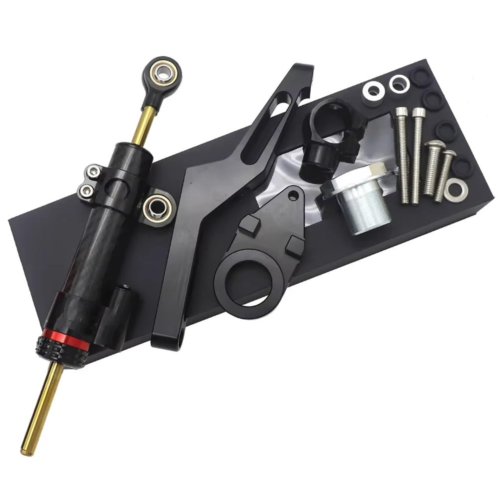KRFDSV Lenkungsdämpfe Stabilizer Kompatibel Mit Für ZX6R 2009-2021 Einstellbarer Linearer Umgekehrter Motorrad-Lenkungsdämpfer Mit Halterungsunterstützung Lenkungsdämpferstoßdämpfer(Black,B) von KRFDSV
