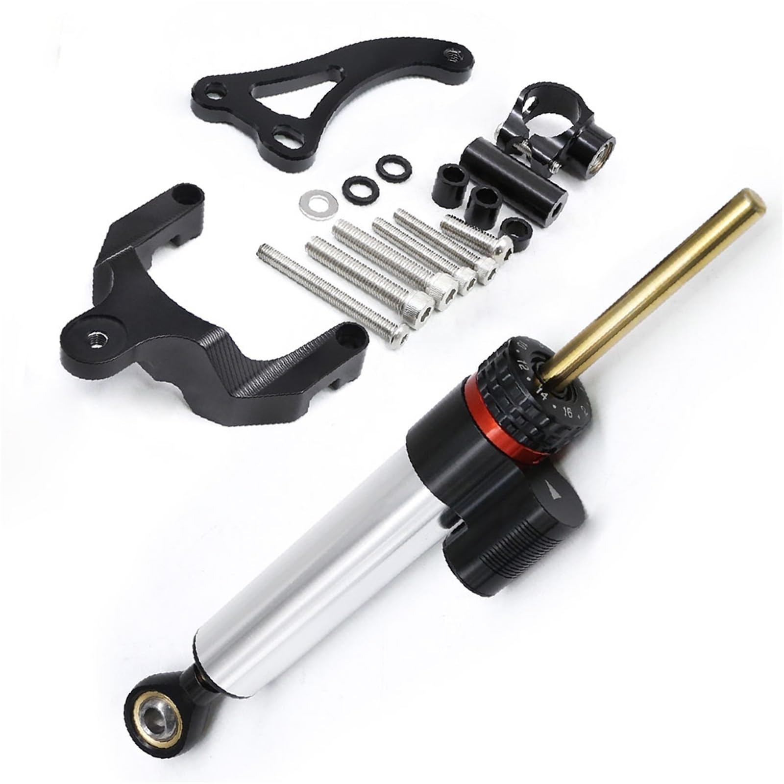KRFDSV Lenkungsdämpfe Stabilizer Kompatibel Mit Suzuki Für GSR600 2006-2010 Carbon Motorrad Lenkungsdämpfer Stabilisator Halterung CNC Aluminium Montage Support Kit Halter(Silver) von KRFDSV