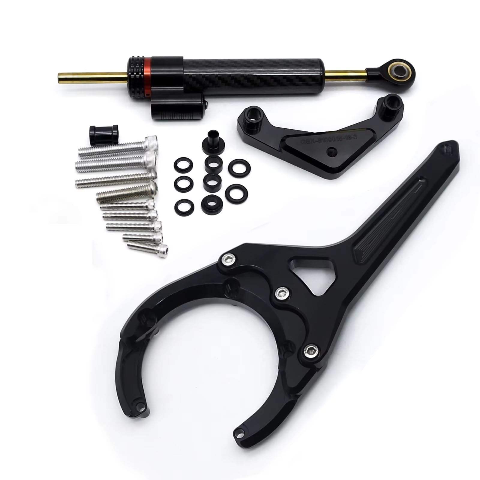 KRFDSV Lenkungsdämpfe Stabilizer Kompatibel Mit Suzuki Für GSX-S1000F 2016-2024 Carbon Lenkungsdämpfer Stabilisator Halterung Unterstützung Montage Kit Moto Lenkungsdämpfer Stoßdämpfer(E) von KRFDSV