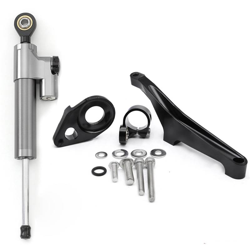 KRFDSV Lenkungsdämpfe Stabilizer Kompatibel Mit Suzuki Für SV650 2016-2022 CNC-Aluminium-Motorrad-Einstellbarer Lenkungsdämpfer-Stabilisatorhalterungs-Montagehalterungssatzhalter(Gray) von KRFDSV