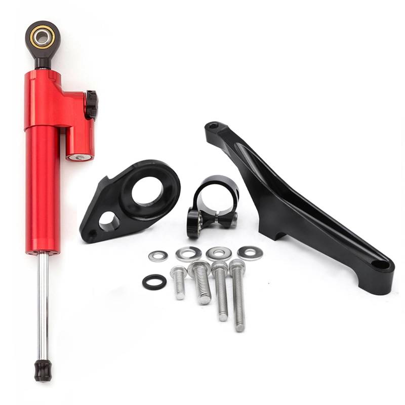 KRFDSV Lenkungsdämpfe Stabilizer Kompatibel Mit Suzuki Für SV650 2016-2022 CNC-Aluminium-Motorrad-Einstellbarer Lenkungsdämpfer-Stabilisatorhalterungs-Montagehalterungssatzhalter(Red) von KRFDSV