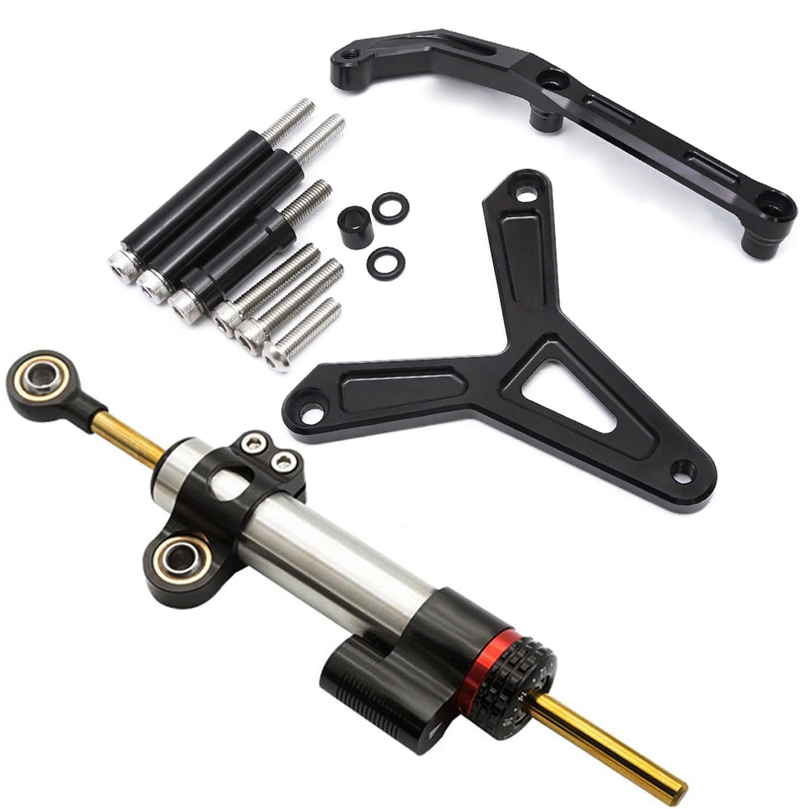 KRFDSV Lenkungsdämpfe Stabilizer Kompatibel Mit Yamaha Für FJ-09 Für MT-09 Für Tracer 2021 2022 2023 Carbon Motorrad Lenkungsdämpfer Stabilisator Halterung Montage Unterstützung(L) von KRFDSV