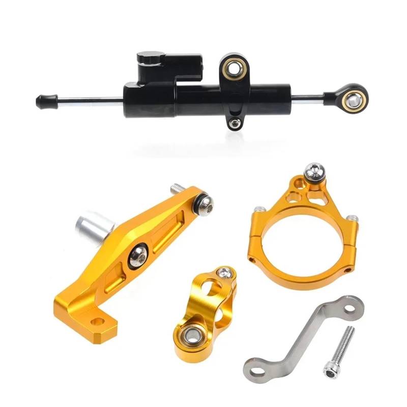 KRFDSV Lenkungsdämpfe Stabilizer Kompatibel Mit Yamaha Für MT-09 2021-2024 Motorrad-Lenkungsdämpferhalterung Stabilisator Stabilisatorsteuerung Moto Lenkungsdämpfer Stoßdämpfer(Yellow,B) von KRFDSV