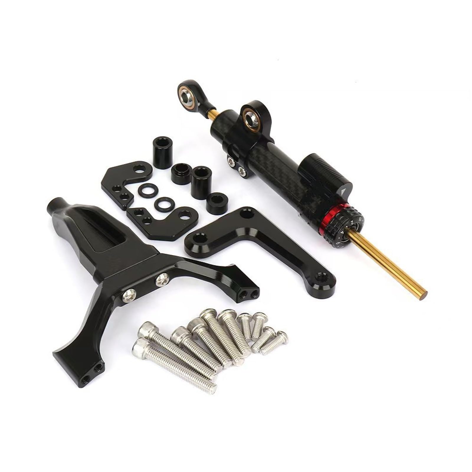 KRFDSV Lenkungsdämpfe Stabilizer Kompatibel Mit Yamaha Für MT-09 2024 Motorrad CNC Aluminium Einstellbarer Dämpfer Motorrad Lenkstabilisator Steuerhalterung Montagesatz(Black,B) von KRFDSV